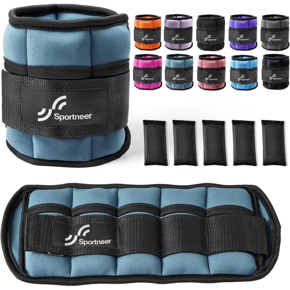 image:imageSportneer Adjustable Ankle Weights Set  1 Pair 210 lbs Removable Sandbags for Women amp Men Comfortable Neoprene Leg Weights for Walking Running Pilates Yoga Home Workout amp Physical TherapyDusty Blue