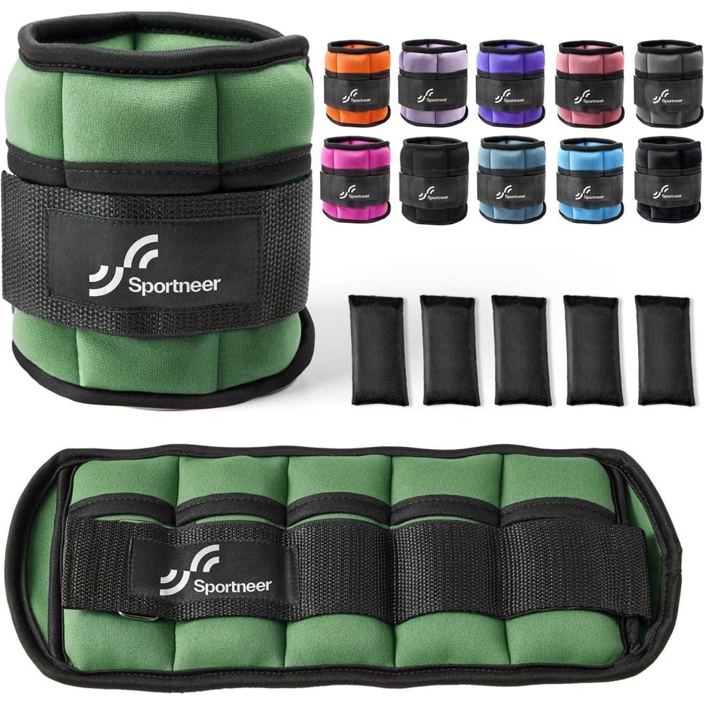image:imageSportneer Adjustable Ankle Weights Set 1 Pair 210 lbs Removable Sandbags for Women amp Men Comfortable Neoprene Leg Weights for Walking Running Pilates Yoga Home Workout amp Physical TherapyOlive