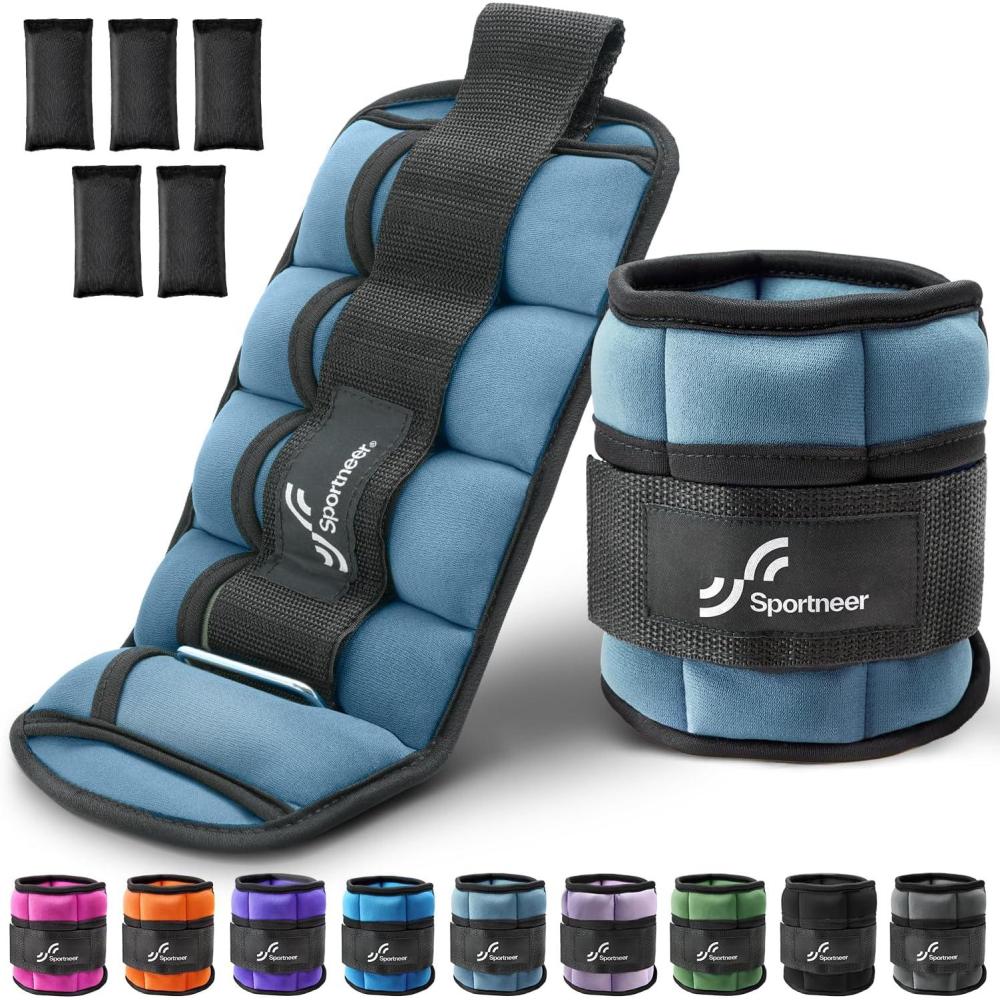 image:imageSportneer Adjustable Ankle Weights for Women and Men 7 lbsPair Adjustable Leg Weights with Secure Straps Strength Training Weighted for Yoga Walking Running Aerobics Gym Physical TherapyDusty Blue