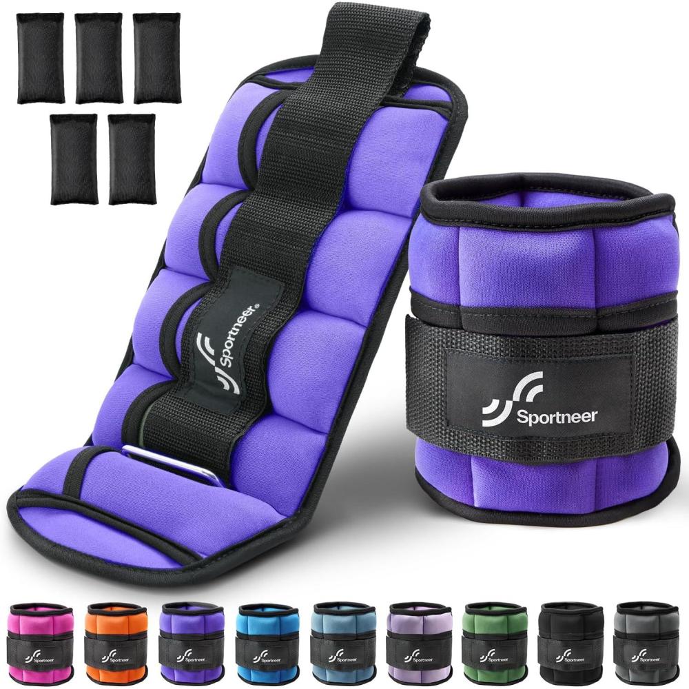image:imageSportneer Adjustable Ankle Weights for Women and Men 7 lbsPair Adjustable Leg Weights with Secure Straps Strength Training Weighted for Yoga Walking Running Aerobics Gym Physical TherapyPurple