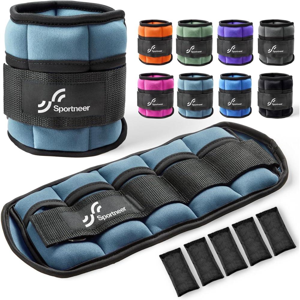 image:imageSportneer Adjustable Ankle Wrist Weights for Men Women Kids Adjustable Leg amp Cuff Weight Straps for Fitness Walking Running Aerobics Yoga Gym Workout 052 lbs Each Ankle 1 Pair 14 lbs