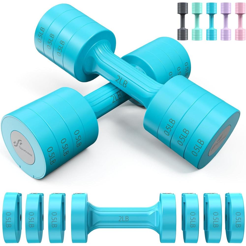 image:imageSportneer Adjustable Dumbbells Hand Weights Set 5 lb Dumbbell Set of 2 Each 2lb 3lb 4lb 5lb Free Weights Fast Adjust Weight 4 In 1 Weights Dumbbells Set for Women Men Home Gym Exercise Trainingblue