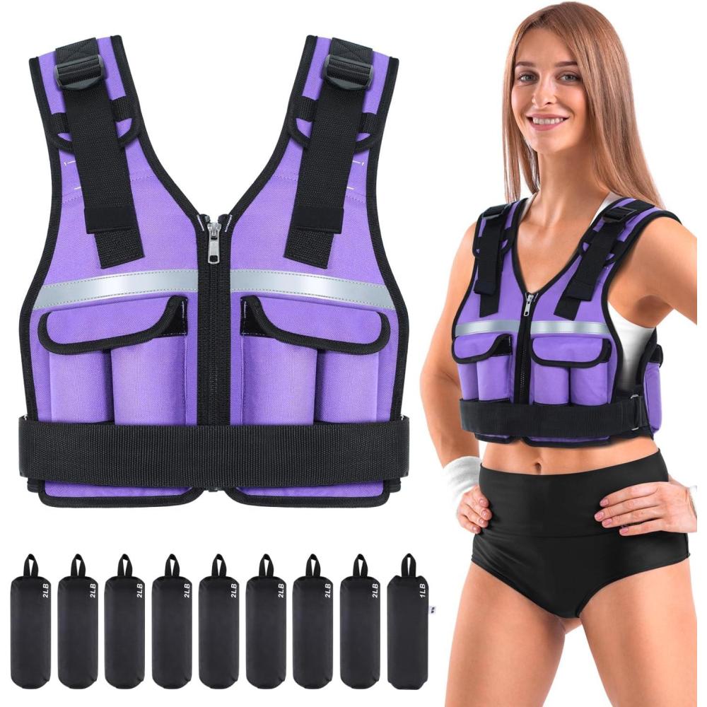 image:imageSportneer Adjustable Weighted Vest Weights 218 lbs240 lbs Washable Weight Vest for Walking 16 In 1 Fast Adjust Rucking Vest for Women and Men Home Gym Running Jogging Strength Training VestsPurple