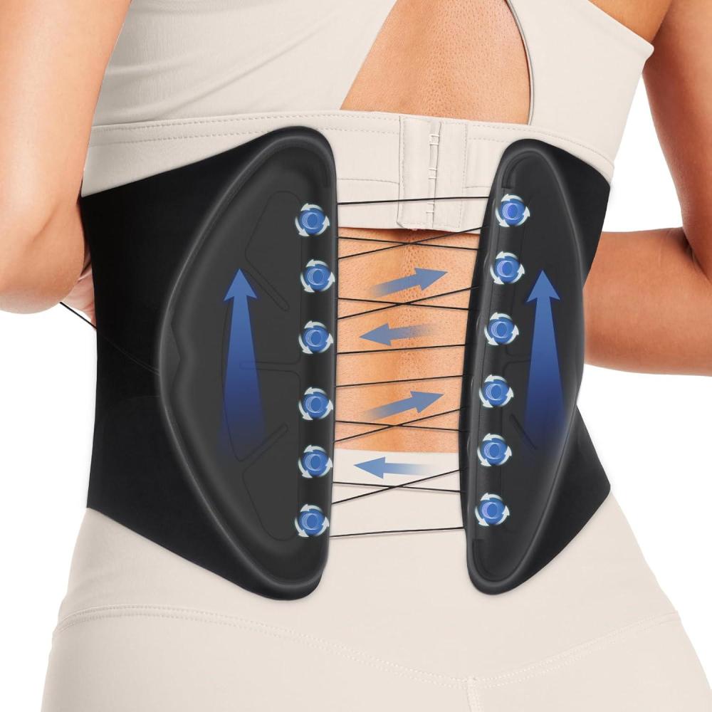 image:imageSportneer Back Support Waist Trimmer Belt Adjustable Back Brace Lumbar Support with Pulley System Waist Belt for Women Men