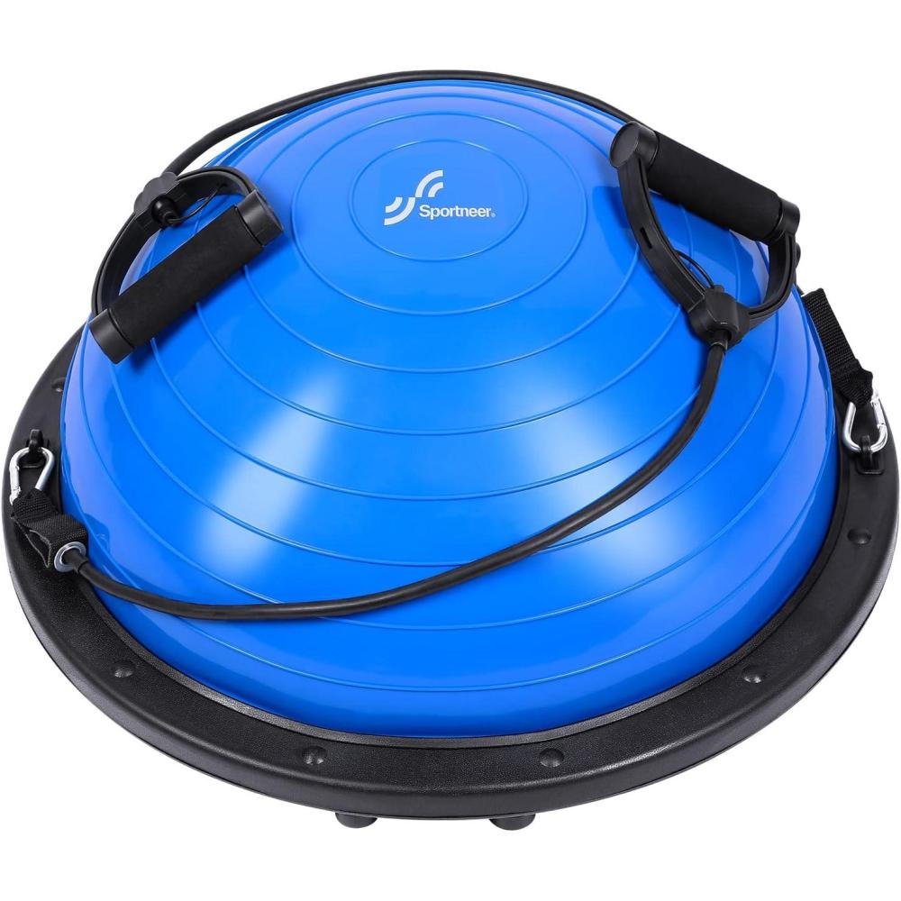 image:imageSportneer Balance Ball Trainer with Resistance Bands and Pump Inflatable Half Yoga Ball for Home Gym FullBody Workouts 23 Inch NonSlip Half Exercise Ball for Core Strength Training 350lb Cap