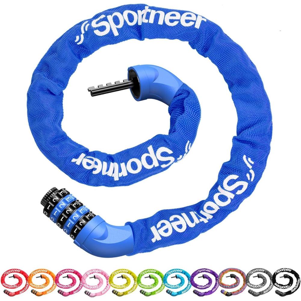 image:imageSportneer Bike Lock 5 Digit Combination High Security Anti Theft Bike Chain Lock 32364ft Heavy Duty Keyless Bicycle Lock for Bike Motorcycle Scooter Door amp Gate 46mm Thick Easy to UseBlue