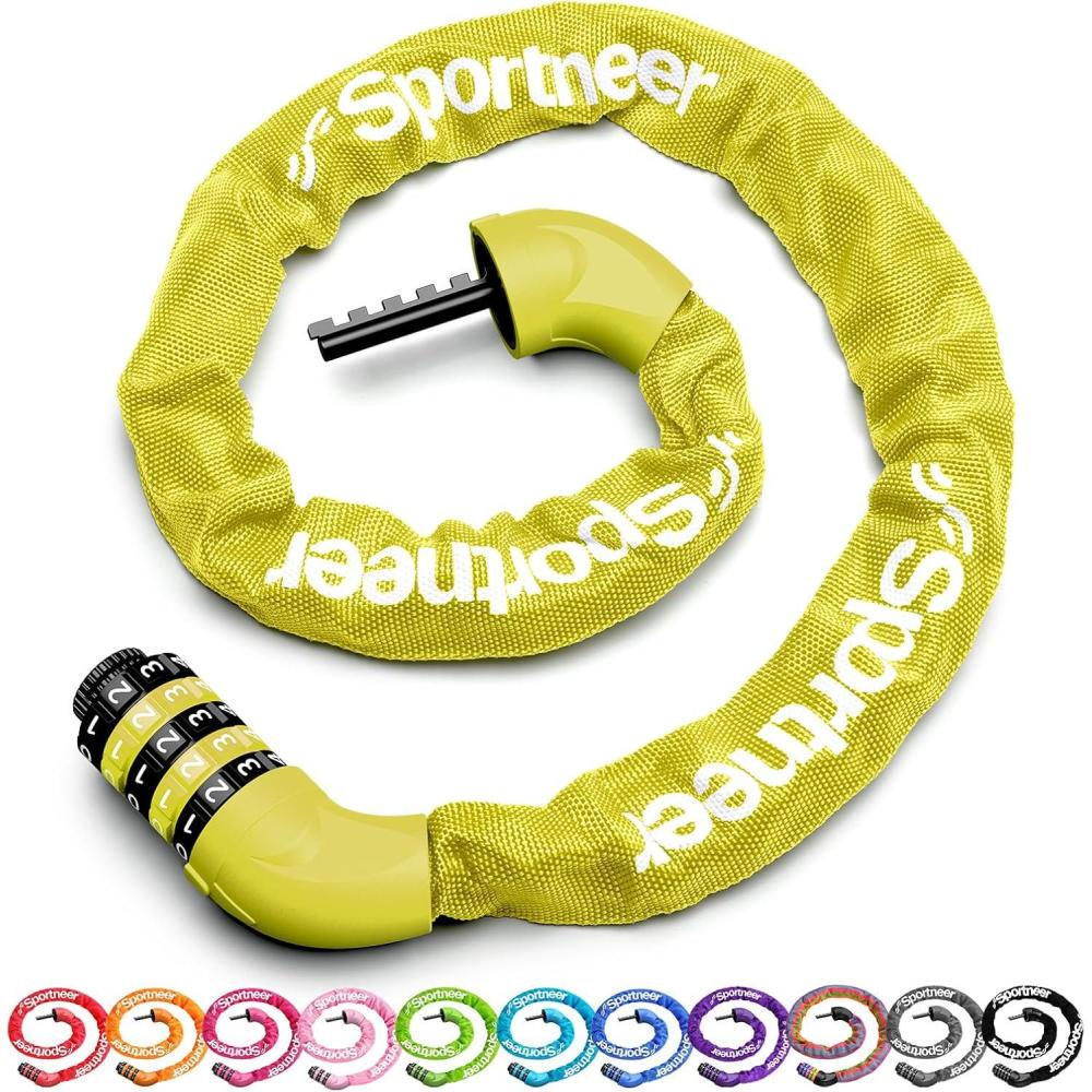 image:imageSportneer Bike Lock 5 Digit Combination High Security Anti Theft Bike Chain Lock 32364ft Heavy Duty Keyless Bicycle Lock for Bike Motorcycle Scooter Door amp Gate 46mm Thick Easy to UseFruit Green