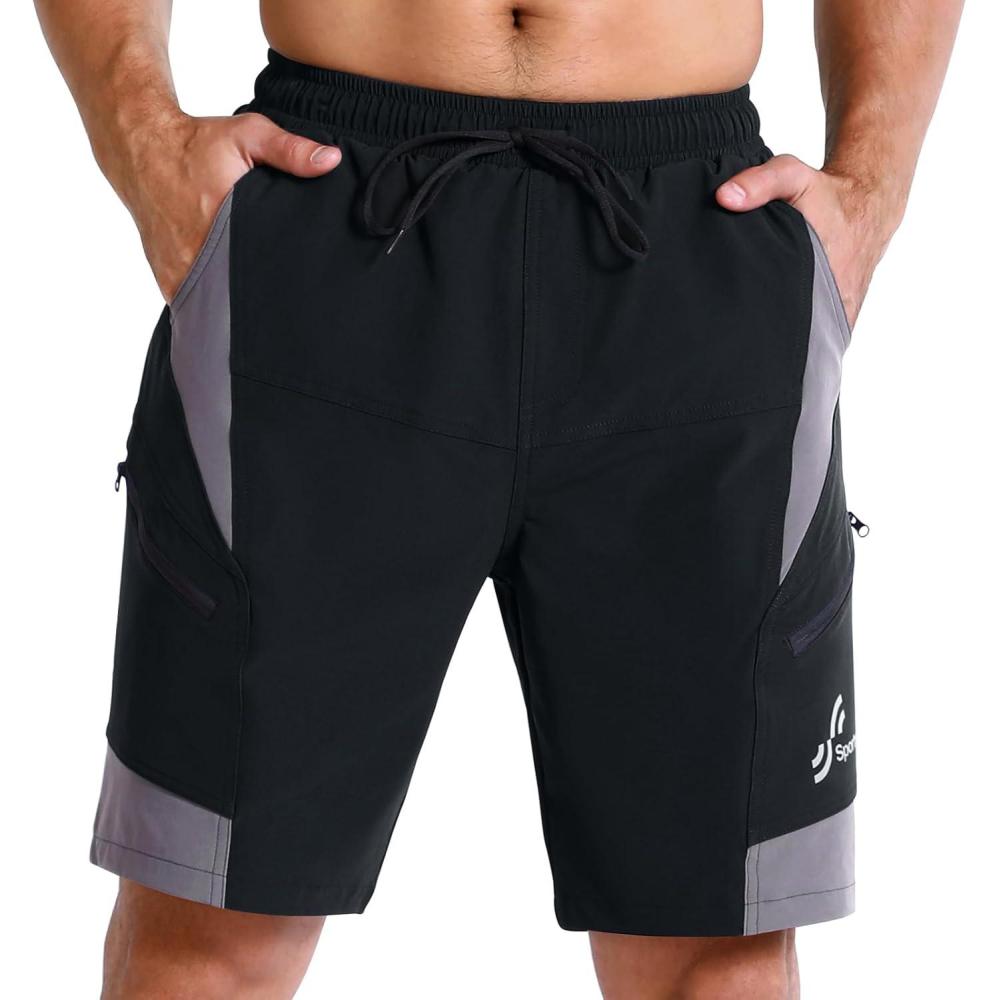 image:imageSportneer Bike Shorts for Men 3D Padded Lightweight Riding Biking Cycling Mountain Bike Shorts for Men with Zipper PocketsBlack