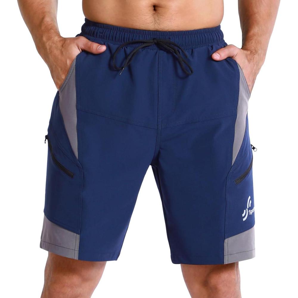 image:imageSportneer Bike Shorts for Men 3D Padded Lightweight Riding Biking Cycling Mountain Bike Shorts for Men with Zipper PocketsBlue