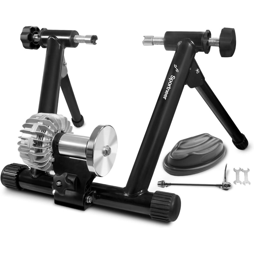 image:imageSportneer Bike Trainer Fluid Stationary Bike Stand for 2629 amp 700C Wheels Auto Resistance Control Bike Trainer Stand for Indoor Riding with Noise Reduction Wheel for Road Bikesfluid roller trainer