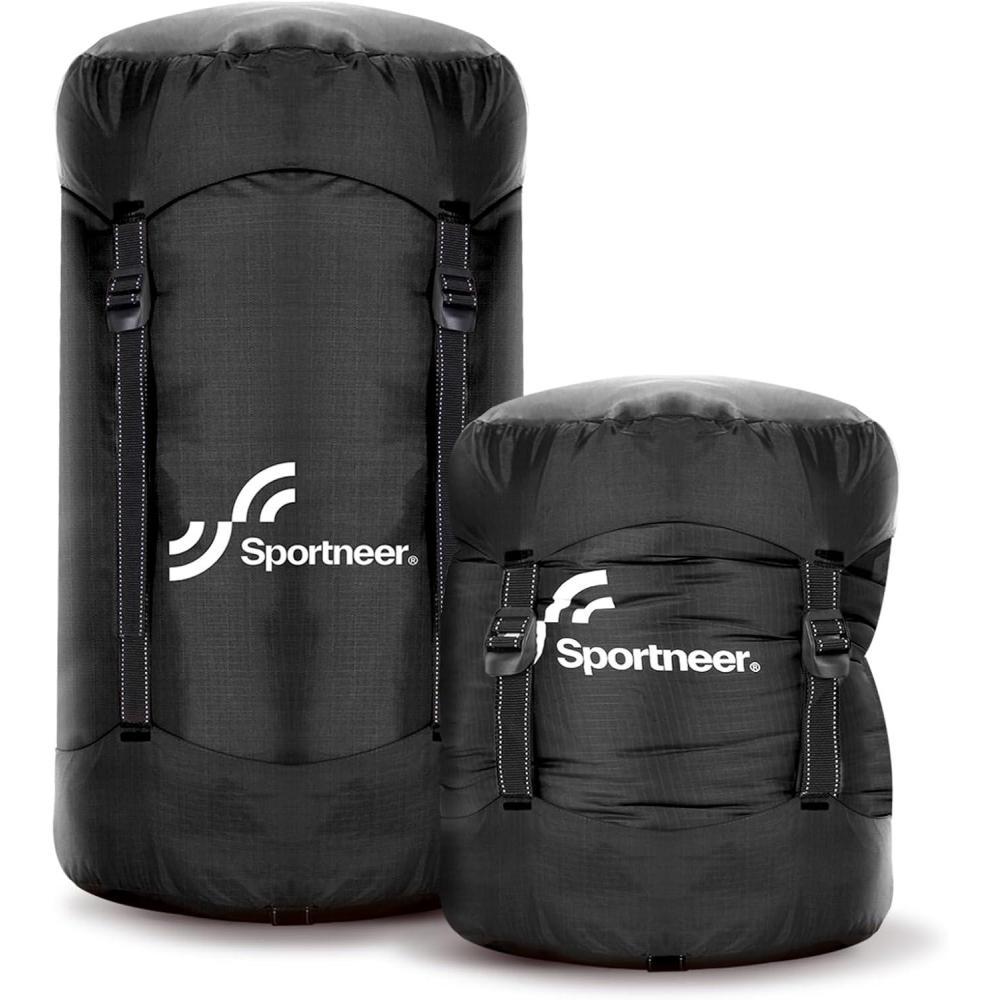 image:imageSportneer Compression Sack 13L20L40L50L Sleeping Bag Stuff Sack TearResistant Ultralight Sleeping Bag Compression SackSpace Saving Gear for Camping Hiking TravelBlack