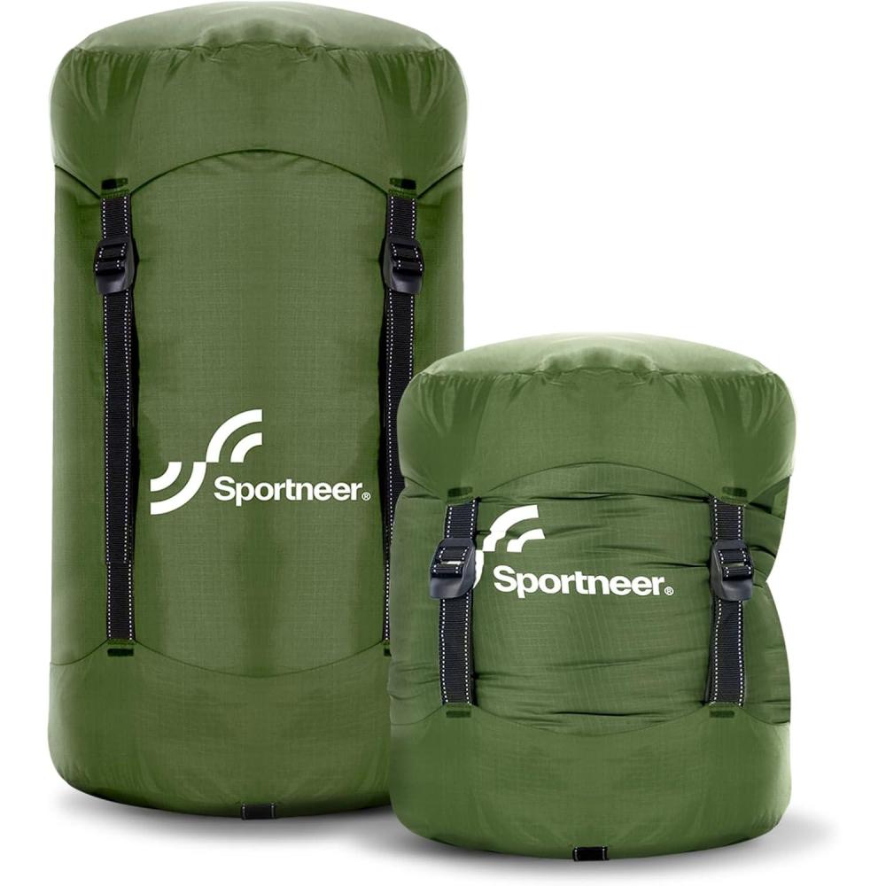 image:imageSportneer Compression Sack 13L20L40L50L Sleeping Bag Stuff Sack TearResistant Ultralight Sleeping Bag Compression SackSpace Saving Gear for Camping Hiking TravelArmy Green
