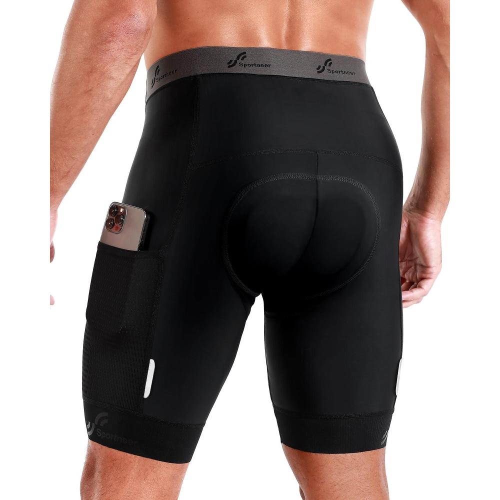 image:imageSportneer Padded Bike Shorts for Men 4D Padding Mens Bicycle Cycling Biking Clothing Shorts Breathable and AbsorbentBlack With Pockets
