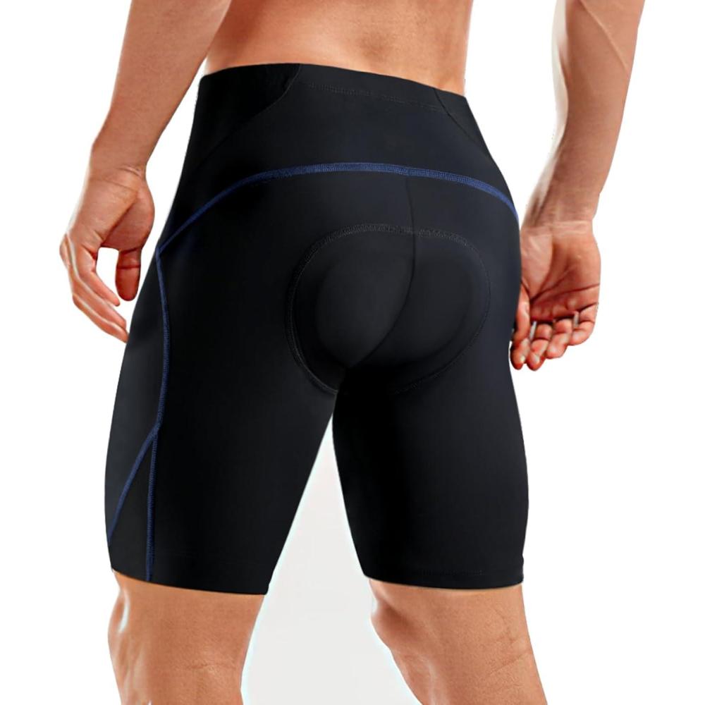 image:imageSportneer Padded Bike Shorts for Men 4D Padding Mens Bicycle Cycling Biking Clothing Shorts Breathable and AbsorbentDark Blue Line