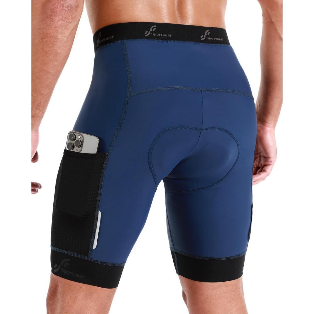 image:imageSportneer Padded Bike Shorts for Men 4D Padding Mens Bicycle Cycling Biking Clothing Shorts Breathable and AbsorbentDark Blue With Pockets