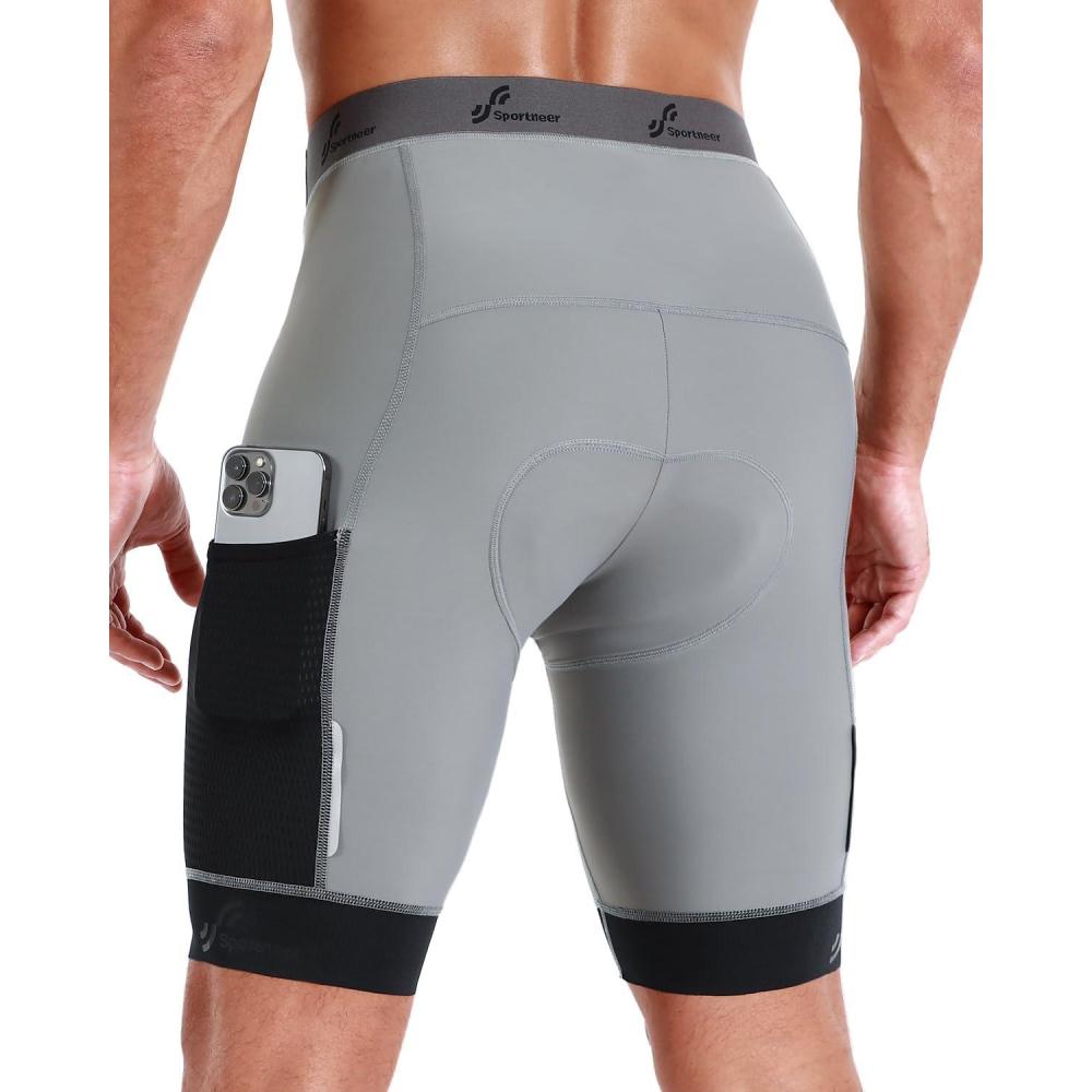 image:imageSportneer Padded Bike Shorts for Men 4D Padding Mens Bicycle Cycling Biking Clothing Shorts Breathable and AbsorbentGrey With Pockets