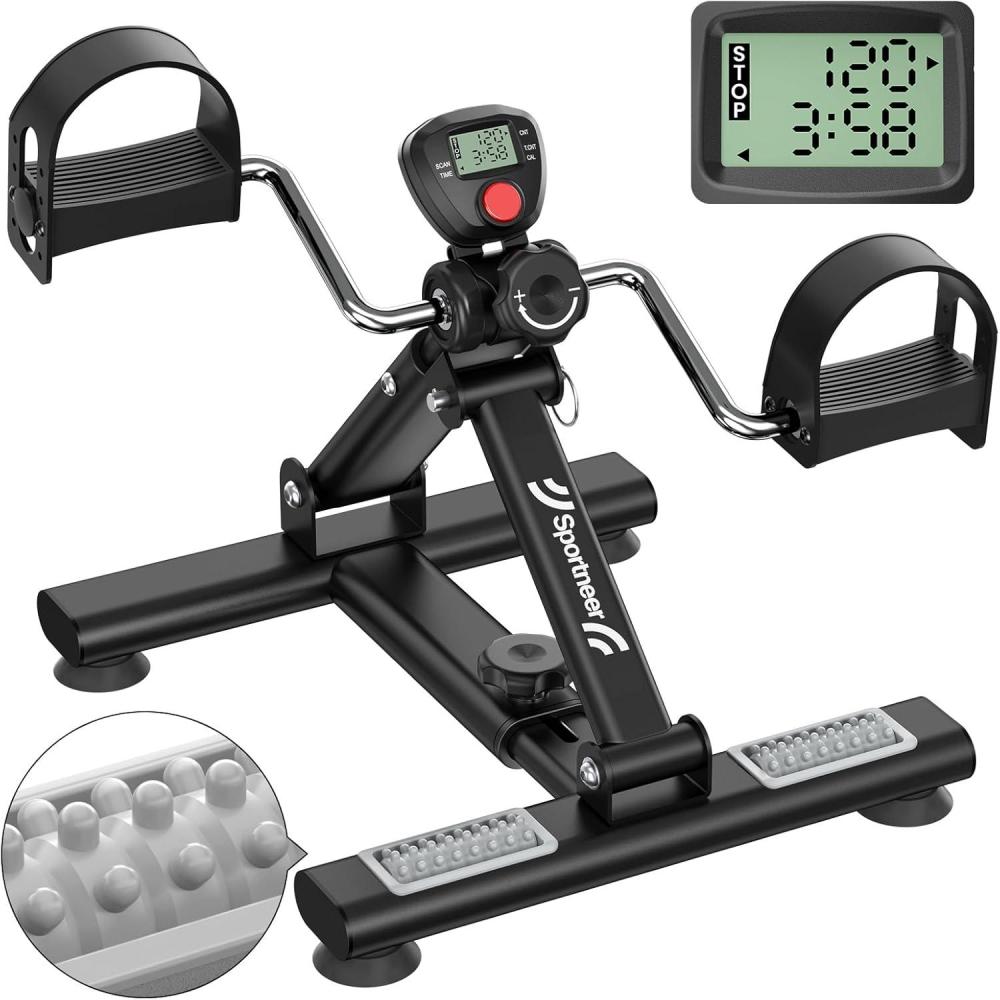 image:imageSportneer Portable Under Desk Pedal Exerciser Low Resistance Exercise Bike Folding Indoor Exercise Pedal Machine Bike for Arm amp Leg Under Desk Bike Leg Exercisers While Sitting for Home Office