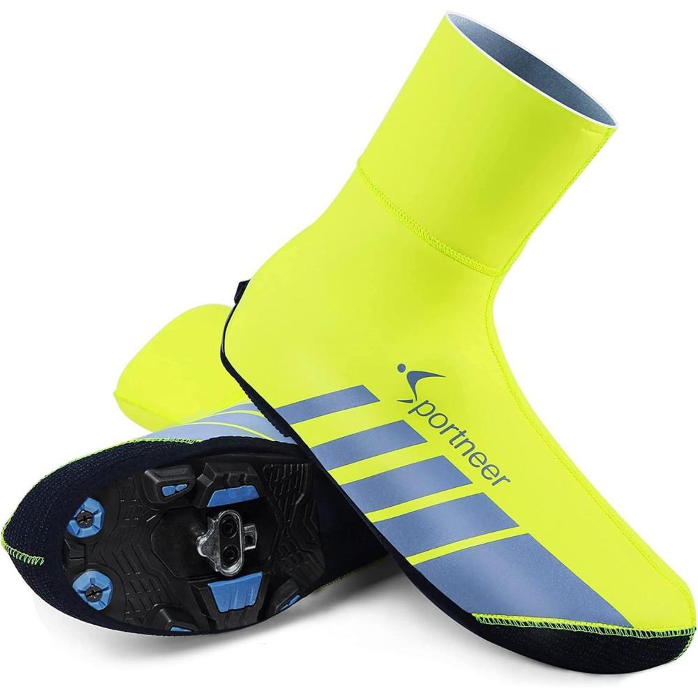 image:imageSportneer Shoe Covers Neoprene Waterproof and Windproof Shoes Covers for Rain Winter Thermal Warmers Overshoes Bike Shoe Cover for Road Bike Mountain Bike No Zip Closure Design Large