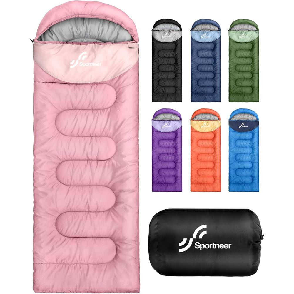 image:imageSportneer Sleeping Bag for Adults amp Kids Cold Weather amp Warm Waterproof Camping Sleeping Bag Compact Portable for Camping Hiking amp TravelPink  Light Pink