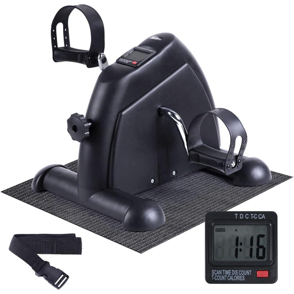 image:imageSportneer Under Desk Bike Pedal Exerciser Mini Exercise Bike Portable Peddler Sitting for Seniors with LCD Display Arm amp Leg Bike Pedals Exerciser with AntiSkid Mat for Home OfficeBlack