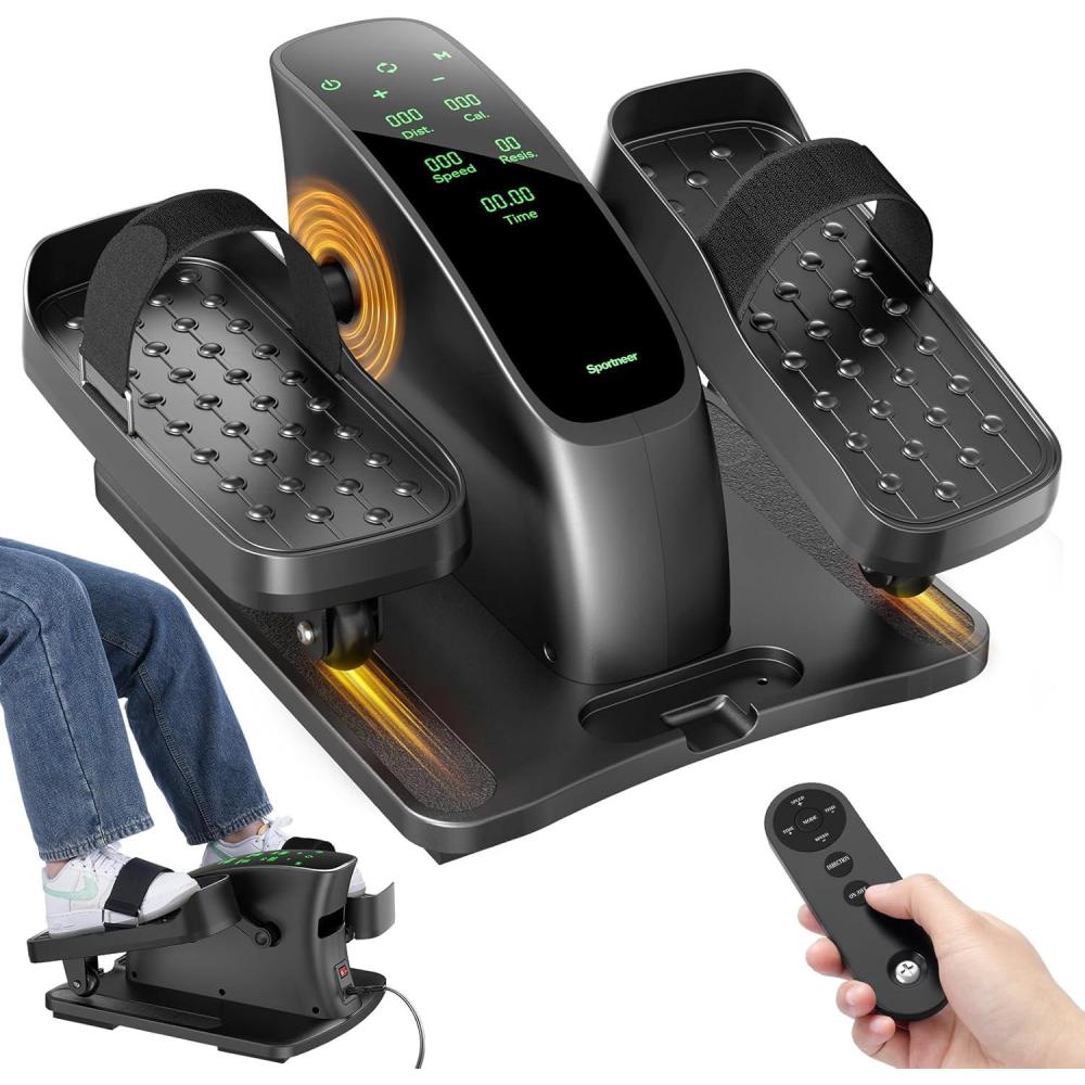 image:imageSportneer Under Desk Elliptical Training Machines Pedal Exerciser Electric 2 in 1 Auto or Manual with 12 Adjustable Speeds Portable Under Desk Bike Leg Exerciser While Sitting with Remote Control