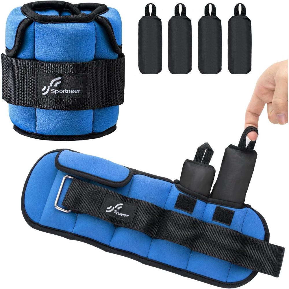 image:imageSportneer Upgrade Adjustable Ankle and Wrist Weights for Women and Men 17 lbs 110 lbs Set Comfortable Secure Fit for Walking Running Fitness Physical Therapy Home GymBlue