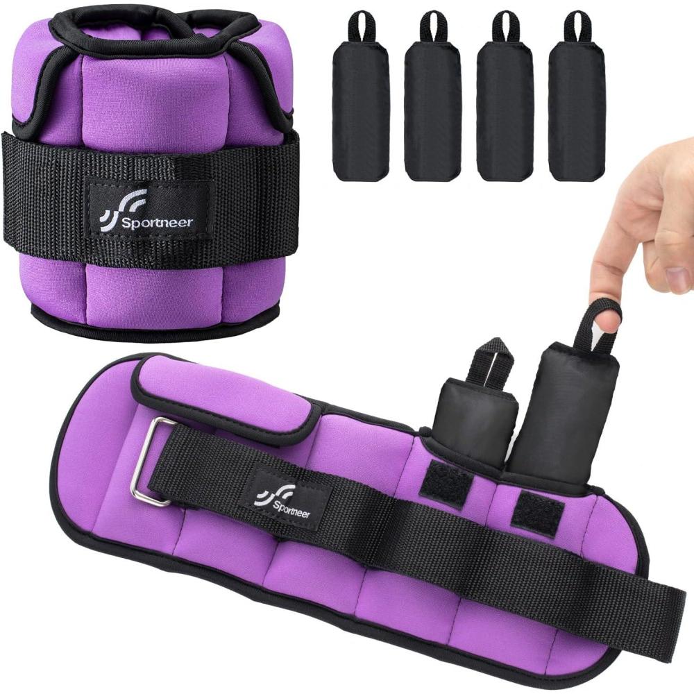 image:imageSportneer Upgrade Adjustable Ankle and Wrist Weights for Women and Men 17 lbs 110 lbs Set Comfortable Secure Fit for Walking Running Fitness Physical Therapy Home GymPurple