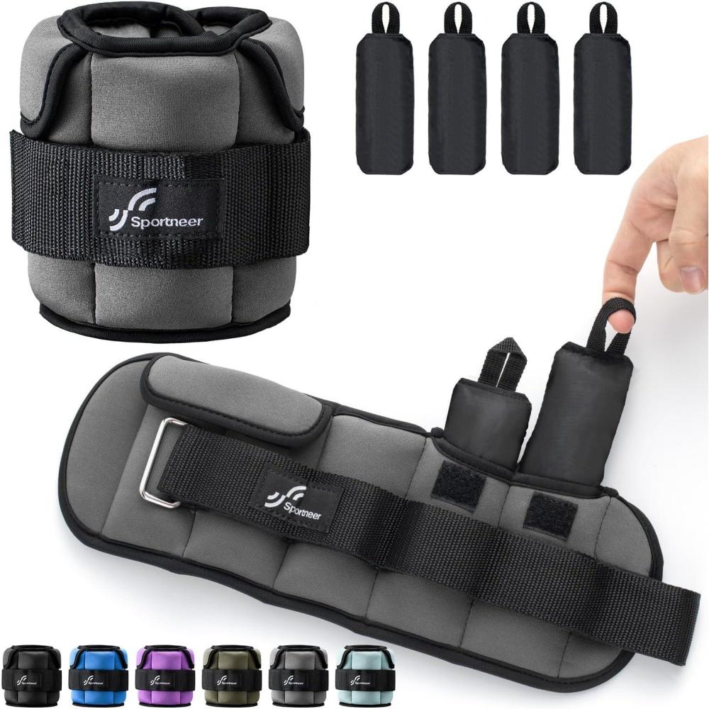 image:imageSportneer Upgrade Adjustable Ankle and Wrist Weights for Women and Men 17 lbs 110 lbs Set Comfortable Secure Fit for Walking Running Fitness Physical Therapy Home GymGray