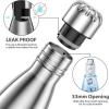 Flask Water Bottles: Sportneer 17oz Insulated Stainless Steel Water Bottle Reusable Double Walled Metal Bottle Cola Shape Thermos Leak-Proof 24 Hours Cold 12 Hours Hot for Travel Hiking, 500ml Silver