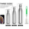 Flask Water Bottles: Sportneer 17oz Insulated Stainless Steel Water Bottle Reusable Double Walled Metal Bottle Cola Shape Thermos Leak-Proof 24 Hours Cold 12 Hours Hot for Travel Hiking, 500ml Silver