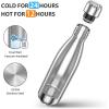 Flask Water Bottles: Sportneer 17oz Insulated Stainless Steel Water Bottle Reusable Double Walled Metal Bottle Cola Shape Thermos Leak-Proof 24 Hours Cold 12 Hours Hot for Travel Hiking, 500ml Silver