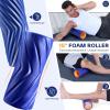 Sportneer 4 in 1 Foam Roller Set: Dual Textures Foam & Foot Roller, Stringed Lacrosse Ball, Muscle Set for Whole Body Release(Blue)
