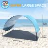 Sportneer Beach Tent Sun Shelter: UPF 50+ UV Protection Beach Canopy Tent Sun Shade for 2-3 Person, Easy Set Up Canopy with 8 Wind Ropes and 12 Ground Stakes, Size 96.5”x55.7”(Blue)