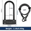 Sportneer Bike Lock: 14mm Keyless Combination Bike Lock with 5ft Security Steel Cable – Heavy Duty Anti Theft Shackle Bicycle U-Locks with Mounting Bracket for Road, Mountain, Electric & Folding Bike