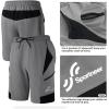 Sportneer Bike Shorts for Men: 3D Padded Lightweight Riding Biking Cycling Mountain Bike Shorts for Men with Zipper Pockets(Light Grey)