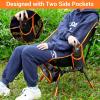 Sportneer Camping Chair: 3 Heights Adjustable Lawn Chairs with 2 Side Pockets – Compact & Portable Folding Chairs for Outside, Camping, Hiking, Picnic and Beach (2, Blue)(Orange)