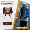 Sportneer Camping Chairs, Lightweight Outdoor Chairs with 2 Side Pockets & Storage Bag, Foldable & Portable Lawn Chairs for Camping Hiking Lawn Picnic Beach Outdoor Travel (1, Black)(Orange)