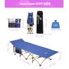Sportneer Camping Cot: 1200D Double Layer Oxford Camping Cots for Adults – Heavy-Duty Foldable Cots for Camping Travel Tent Day Outdoor & Home Guest, Camping Cots with Mattress Carry Bag & 2 Pockets(Blue+purple)