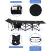 Sportneer Camping Cot: 1200D Double Layer Oxford Camping Cots for Adults – Heavy-Duty Foldable Cots for Camping Travel Tent Day Outdoor & Home Guest, Camping Cots with Mattress Carry Bag & 2 Pockets(Black+black)