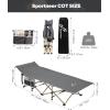 Sportneer Camping Cot: 1200D Double Layer Oxford Camping Cots for Adults – Heavy-Duty Foldable Cots for Camping Travel Tent Day Outdoor & Home Guest, Camping Cots with Mattress Carry Bag & 2 Pockets(Grey+grey)
