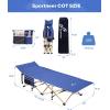 Sportneer Camping Cot: 1200D Double Layer Oxford Camping Cots for Adults – Heavy-Duty Foldable Cots for Camping Travel Tent Day Outdoor & Home Guest, Camping Cots with Mattress Carry Bag & 2 Pockets(Blue+blue)