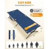 Sportneer Camping Cot: 78.3″x28.7″x14.6″ Comfort Cot Bed for Camping Traveling Guest Bed, Sleeping Cots for Adults with Side Pockets & Storage Bag – Ease of Assembly, Support 330 Lbs(Blue)