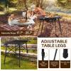 Sportneer Camping Table: 35.4”x20.5’’ Adjustable Height Aluminum Folding Table with Top Mesh Layer – Roll Up Camping Table for Outdoor Camp Picnic Beach RV Backyards Kitchen BBQ(Black)