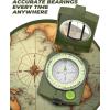 Sportneer Compass: Accurate Durable Lightweight Orienteering Compass with Strap and Carrying Case, Glow in The Dark Waterproof Hiking Essentials for Camping Backpacking, Best Survival Gifts for Kids(Army Green)