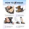 Sportneer Crampons： Ice Cleats for Shoes and Boots with 28 Spikes – Traction Slip-on Stretch Footwear for Walking and Shoveling on Ice and Snow – Lightweight for Women and Men(Grey)