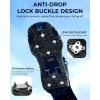 Sportneer Crampons： Ice Cleats for Shoes and Boots with 28 Spikes – Traction Slip-on Stretch Footwear for Walking and Shoveling on Ice and Snow – Lightweight for Women and Men(Black)