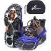 Sportneer Crampons： Ice Cleats for Shoes and Boots with 28 Spikes – Traction Slip-on Stretch Footwear for Walking and Shoveling on Ice and Snow(Blue)