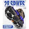 Sportneer Crampons： Ice Cleats for Shoes and Boots with 28 Spikes – Traction Slip-on Stretch Footwear for Walking and Shoveling on Ice and Snow(Blue)