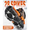Sportneer Crampons： Ice Cleats for Shoes and Boots with 28 Spikes – Traction Slip-on Stretch Footwear for Walking and Shoveling on Ice and Snow(Orange)