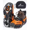 Sportneer Crampons： Ice Cleats for Shoes and Boots with 28 Spikes – Traction Slip-on Stretch Footwear for Walking and Shoveling on Ice and Snow(Orange)